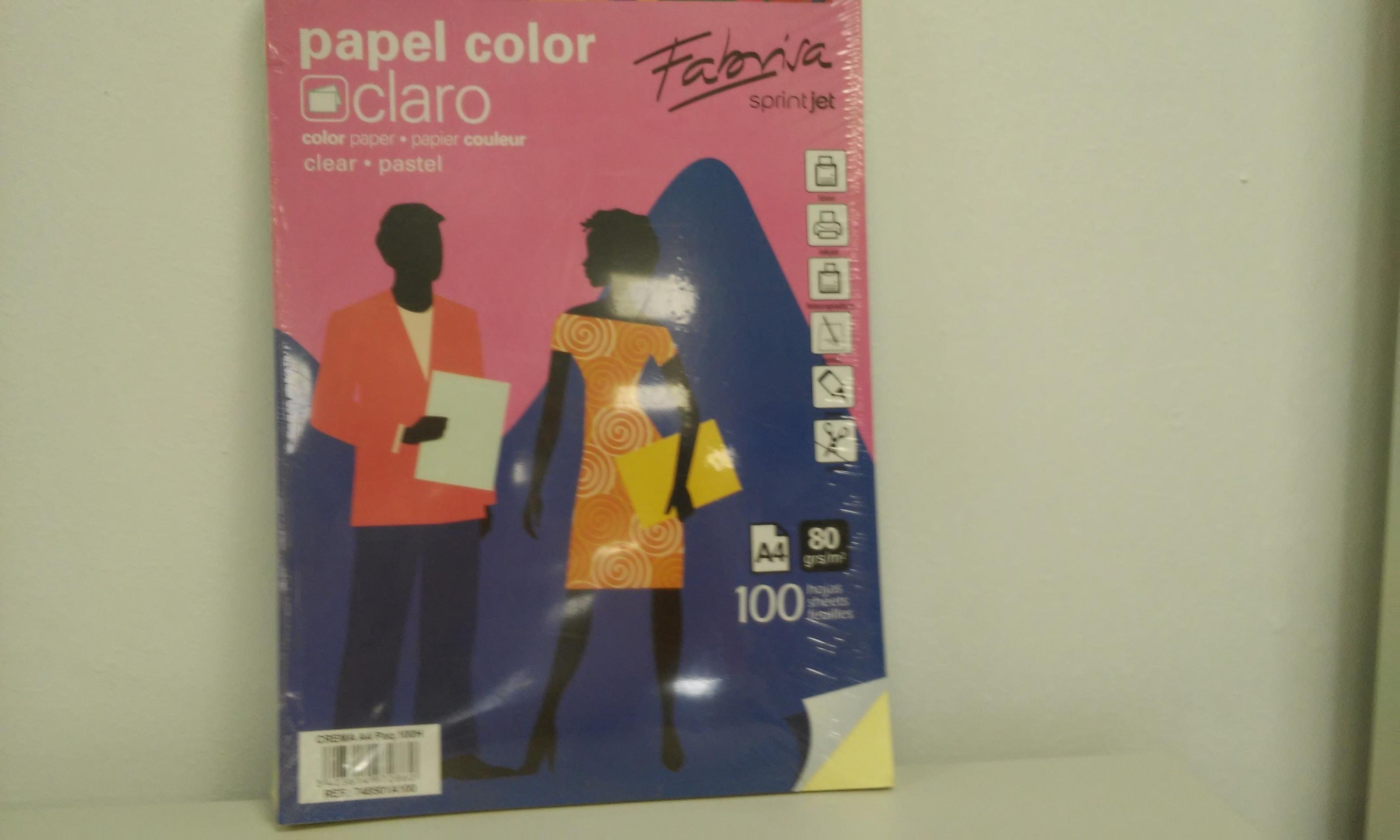PAQUETE 100 H. PAPEL COLOR A4 80G/M2 CREMA FABRISA