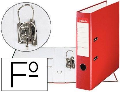 ARCHIVADOR DE PALANCA ESSELTE CARTON FORRADO PVC FOLIO LOMO DE 75 MM CON RADO ROJO RF 42301