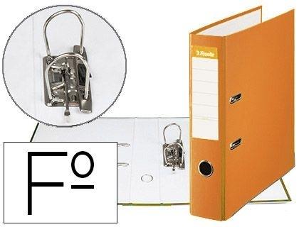 ARCHIVADOR DE PALANCA ESSELTE CARTON FORRADO PVC FOLIO LOMO DE 75 MM CON RADO NARANJA RF 42323