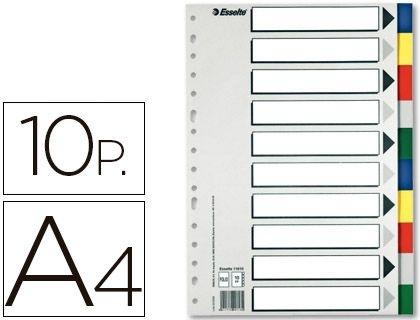 JUEGO SEPARADORES DIN A4 10 COLORES P.P. ESSELTE RF 11710