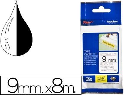 CINTA BROTHER TZE-S221 BLANCO-NEGRO 9MM LONGITUD 8 MT SUPERADHESIVA COD 46874
