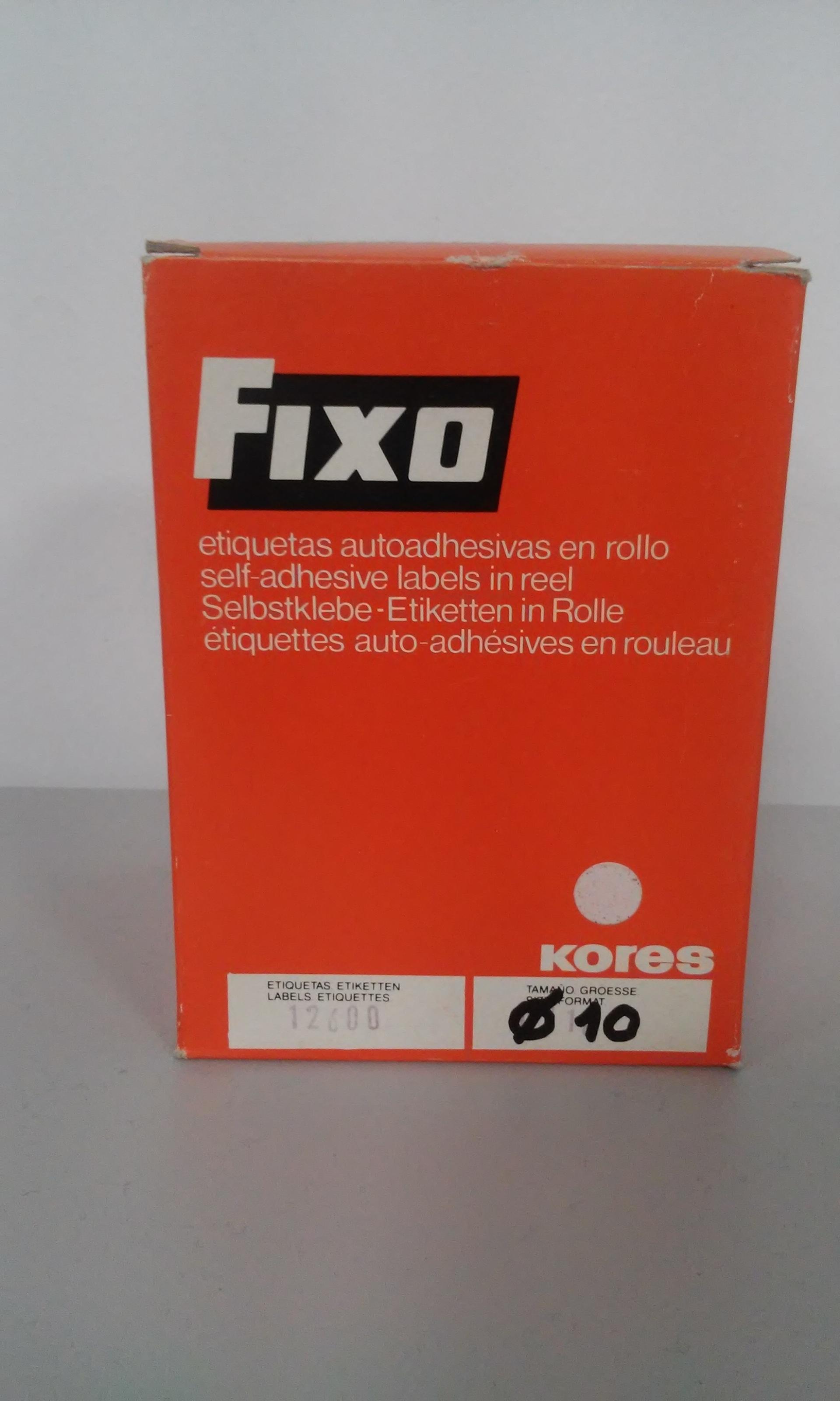 ROLLO 12.600 ETIQUETAS ADHESIVAS BLANCAS 10 MM DIAMETRO KORES - ESCRITURA MANUAL