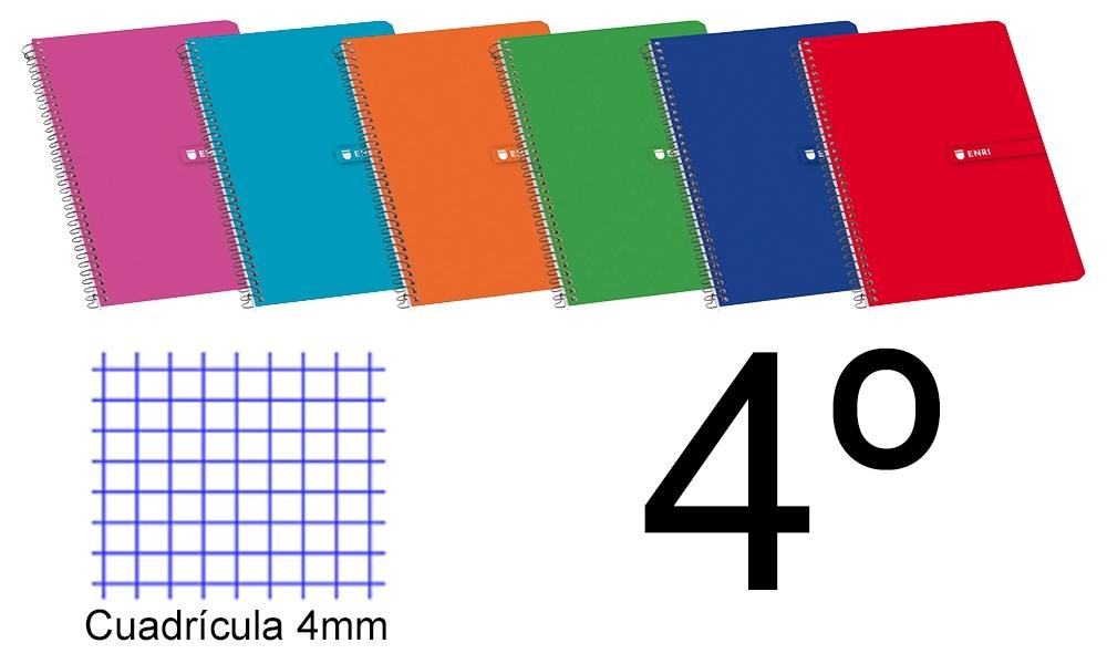 CUADERNO TAPA BLANDA 4º 80 H. CUADROS 4X4 ENRI COLORES SURTIDOS