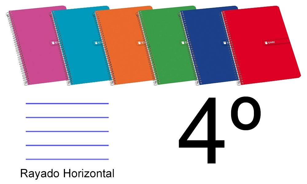 CUADERNO TAPA BLANDA 4º 80 H. RAYADO HORIZONTAL ENRI COLORES SURTIDOS