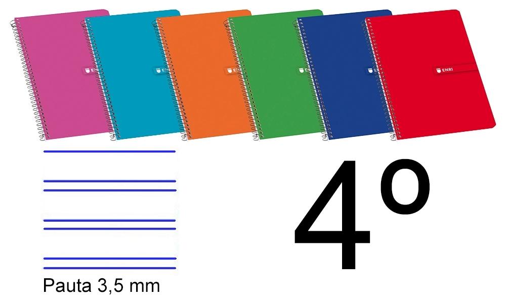 CUADERNO TAPA BLANDA 4º 80 H. PAUTA 3,5MM ENRI COLORES SURTIDOS