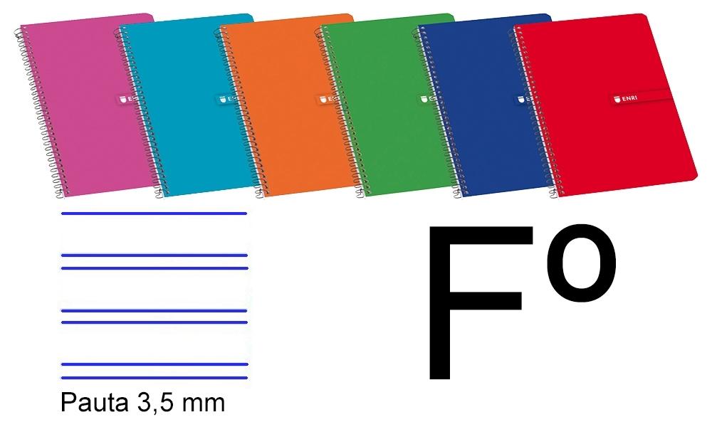 CUADERNO TAPA BLANDA FOLIO 80 H. PAUTA 3,5MM  ENRI COLORES SURTIDOS