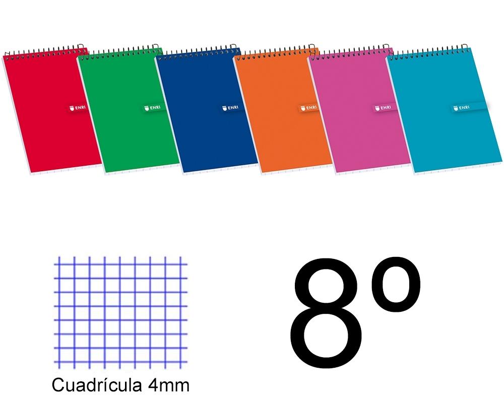 BLOC ESPIRAL OCTAVO APAISADO CUADROS 4X4 TAPA BLANDA 80 H. 60 GR ENRI