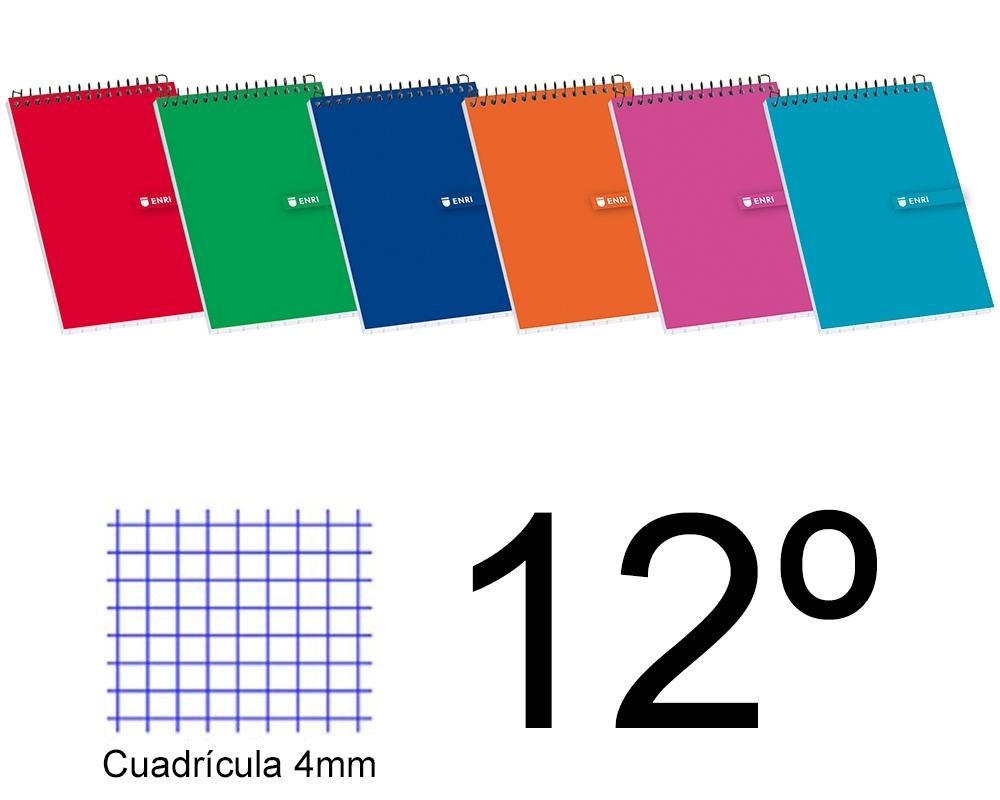 BLOC ESPIRAL DOCEAVO APAISADO CUADROS 4X4 TAPA BLANDA 80 H. 60 GR ENRI