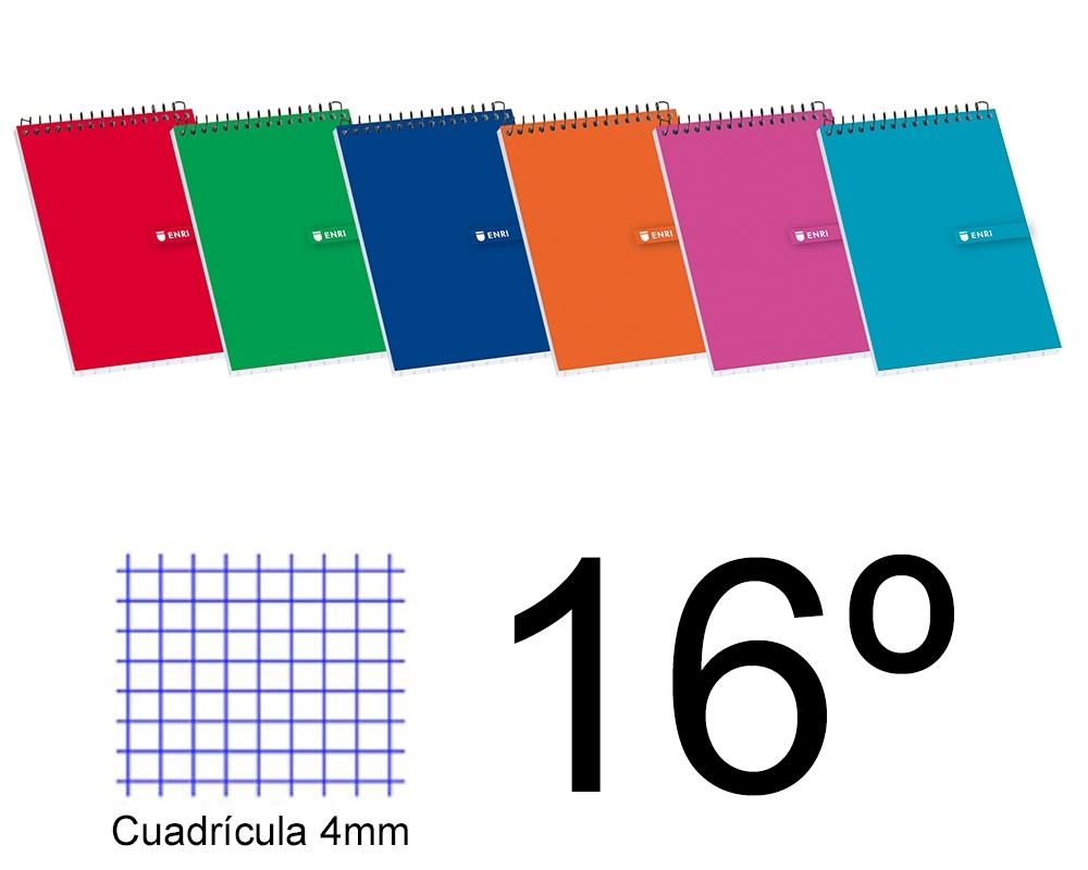 BLOC ESPIRAL DIECISEISAVO APAISADO CUADROS 4X4 TAPA BLANDA 80 H. 60 GR ENRI