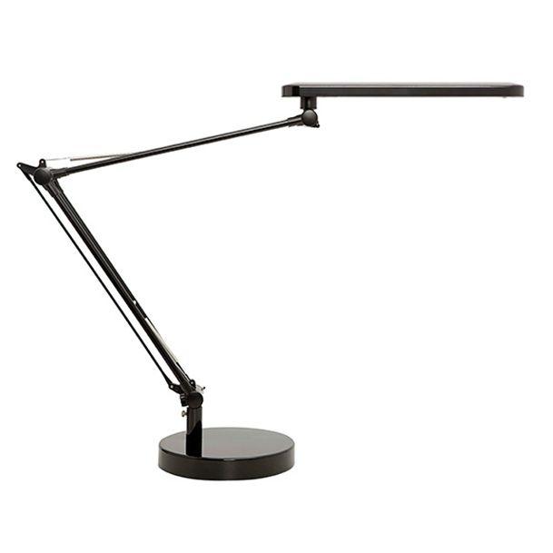 LAMPARA DE ESCRITORIO UNILUX MAMBO LED 5,6W DOBLE BRAZO ARTICULADO ABS Y ALUMINIO NEGRO BASE 19 CM DIAMETRO COD 154386