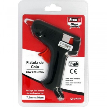 PISTOLA COLA TERMOFUSIBLE FIXO DE 25 W CON 2 BARRAS DE SILICONA