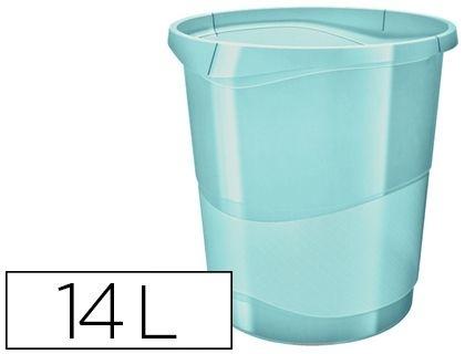 PAPELERA PLASTICO ESSELTE COLOUR ICE 14 LITROS COLOR AZUL