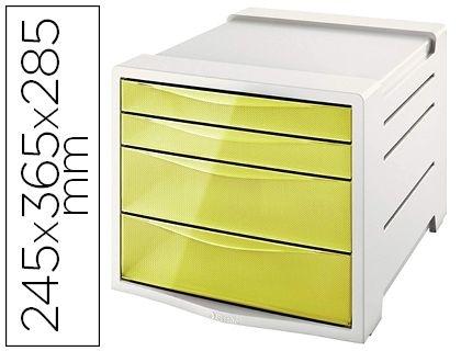 FICHERO CAJONES DE SOBREMESA ESSELTE COLOUR ICE PLASTICO 4 CAJONES COLOR AMARILLO 245X365X285 MM
