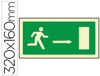 PICTOGRAMA SYSSA SEÑAL DE SALIDA EMERGENCIA FLECHA DERECHA EN PVC FOTOLUMINISCENTE 320X160 MM COD 76048
