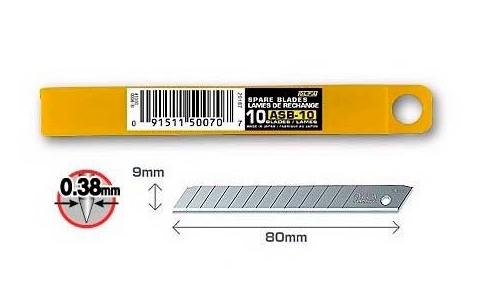 CAJA 10 CUCHILLAS CUTTER ESTRECHO 9MM OLFA ASB-10