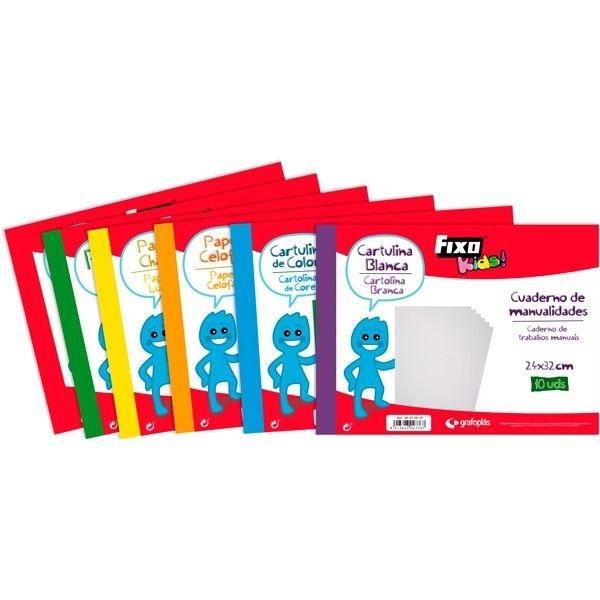 BLOC MANUALIDADES MULTIPLES FIXO KIDS 41 HOJAS SURTIDAS (10 CARTULINA, 10 CHAROL, 10 SEDA, 7 CELOFAN Y 4 CARTULINA METALIZADA)