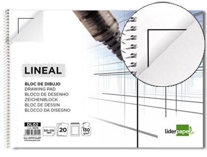 BLOC DIBUJO LIDERPAPEL LINEAL ESPIRAL 230X325MM 20 HOJAS 130G/M2 CON RECUADRO PERFORADO