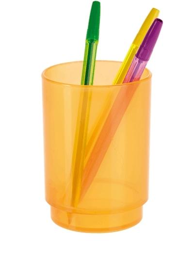CUBILETE PORTALAPICES PLASTICO TRANSLUCIDO NARANJA  ARCHIVO 2000