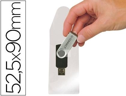FUNDA AUTOADHESIVA Q-CONNECT PARA MEMORIAS USB CAPACIDAD PARA 10 UNIDADES 52,5X 90 MM COD 78092