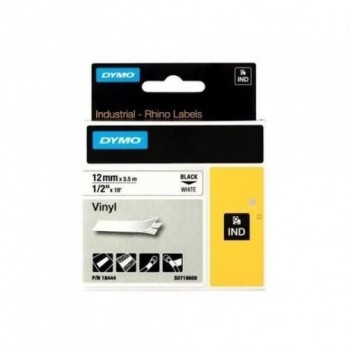 CINTA DYMO RHINO VINILO NEGRO SOBRE BLANCO DE 12MMX5 5M - 18444 / S0718600