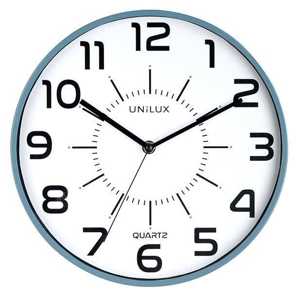 RELOJ OFICINA DE PARED UNILUX POP REDONDO 30 CM MARCO AZUL