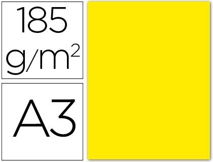 CARTULINA GUARRO DIN A3 AMARILLO FLUORESCENTE 185 GR PAQUETE 50 H COD 54786