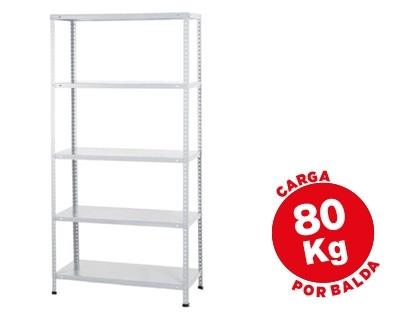 ESTANTERIA METALICA AR STORAGE 180X90X40 CM 5 ESTANTES 80 KG POR ESTANTE COLOR BLANCO COD 300001 AR STORAGE