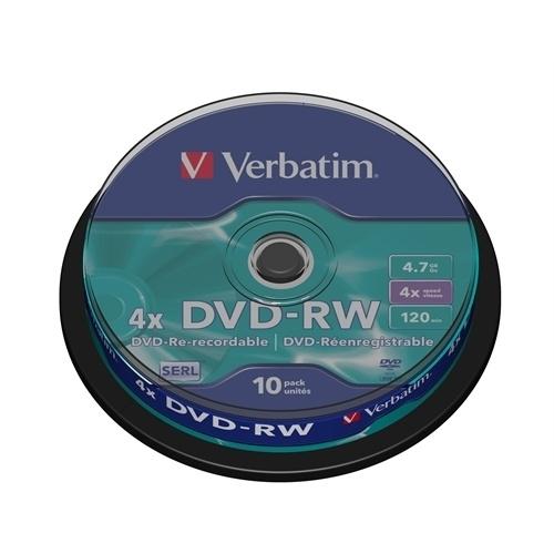 TARRINA 10 DVD-RW 4,7 GB 4X VERBATIM 43552