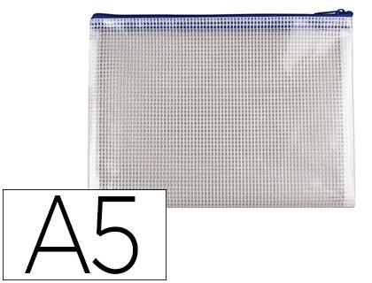 BOLSA MULTIUSOS Q-CONNECT MALLA DIN A5 APERTURA SUPERIOR CON CREMALLERA AZUL COD 152877
