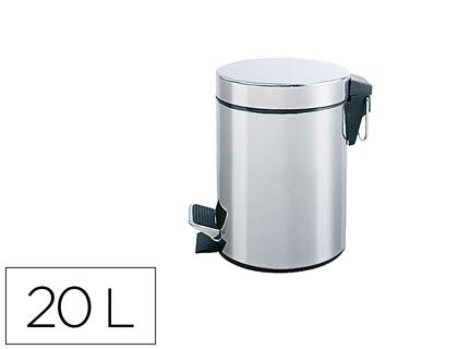 PAPELERA METALICA Q-CONNECT CON PEDAL CROMADA 43X29CM CAPACIDAD 20 LITROS COD 156150