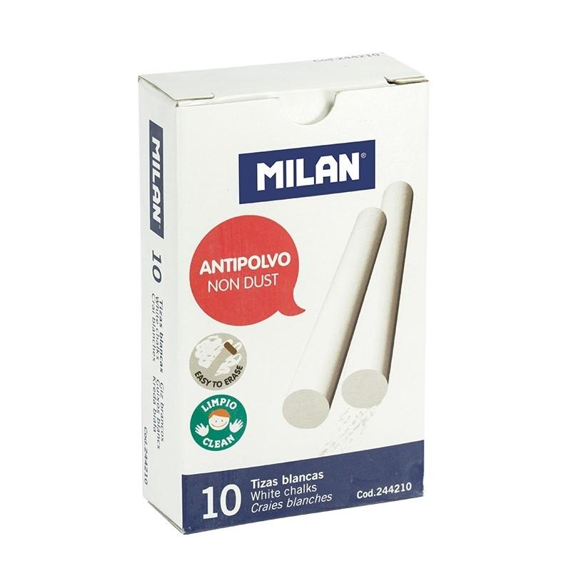 CAJA 10 TIZAS BLANCAS ANTIPOLVO MILAN