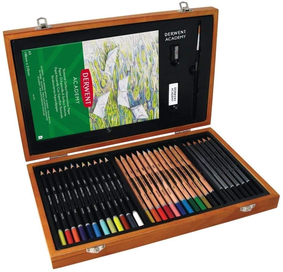DERWENT CAJA DE MADERA DE REGALO ACADEMY 30 PIEZAS
