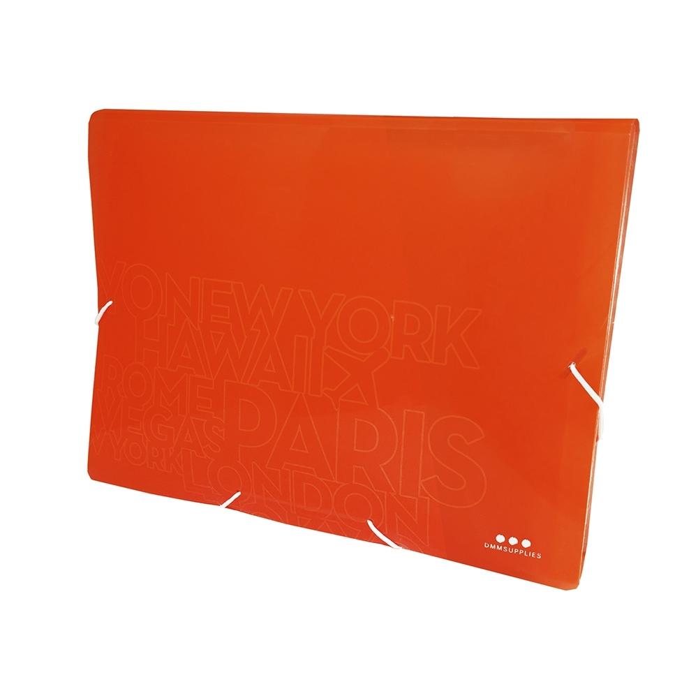 CARPETA FUELLE A4 CON GOMAS PP. NARANJA NEON
