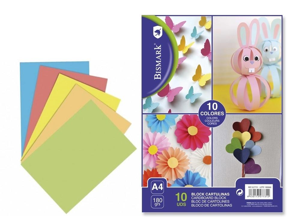 BLOC TRABAJOS MANUALES BISMARK CARTULINA 10 HOJAS A4 COLORES SURTIDOS
