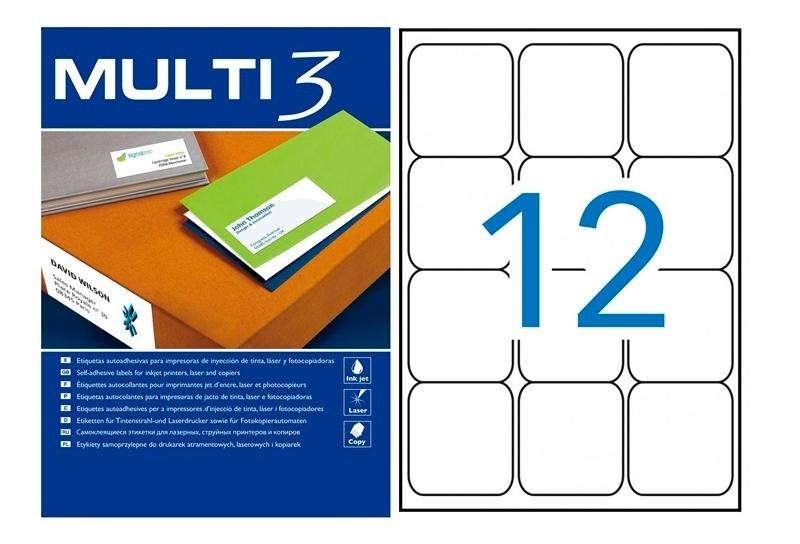 CAJA 100 HOJAS ETIQUETAS 63,5X 72,0 MULTI 3 REF 10493