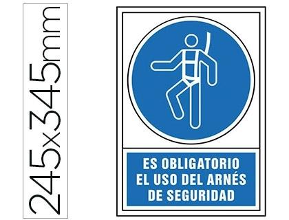 PICTOGRAMA SYSSA SEÑAL DE OBLIGACION ES OBLIGATORIO EL USO DE ARNES DE SEGURIDAD EN PVC 245X345 MM COD 76029