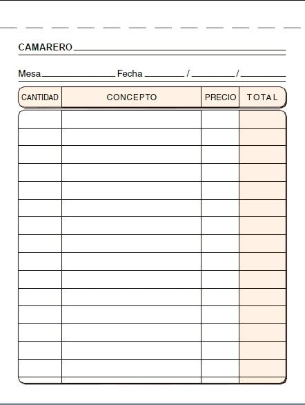 TALONARIO LOAN CAMAREROS T-89 1/8 NATURAL TRIPLICADO