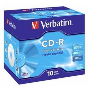 PACK 10 CD-R VERBATIM 800MB 40X JEWEL CASE 10 HIGH CAPACITY