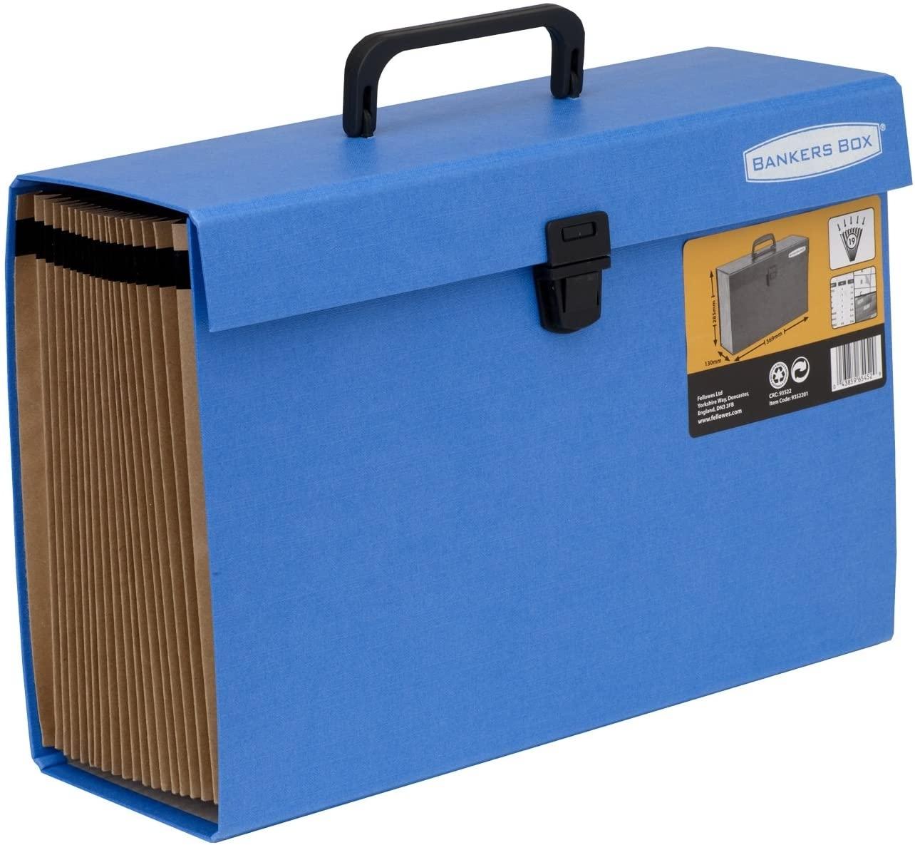 MALETIN CLASIFICADOR 19 DEPARTAMENTOS CON FUELLE BANKERS BOX AZUL