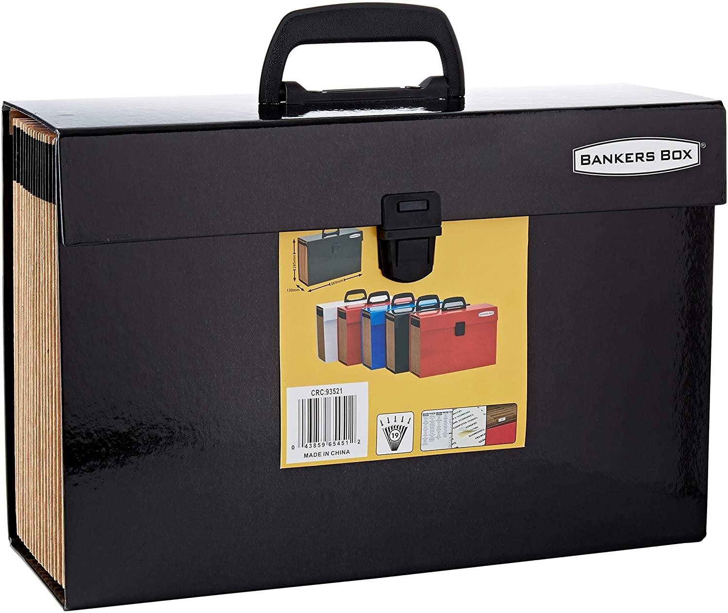 MALETIN CLASIFICADOR 19 DEPARTAMENTOS CON FUELLE BANKERS BOX NEGRO