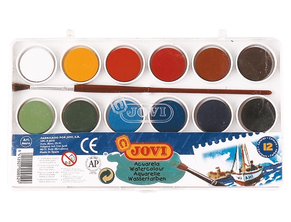 ACUARELA JOVI 12 COLORES ESTUCHE DE PLASTICO