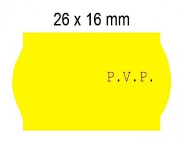 ROLLO 1.000 ETIQUETAS ONDA 26X16 AMARILLO FLUOR CON TEXTO PVP
