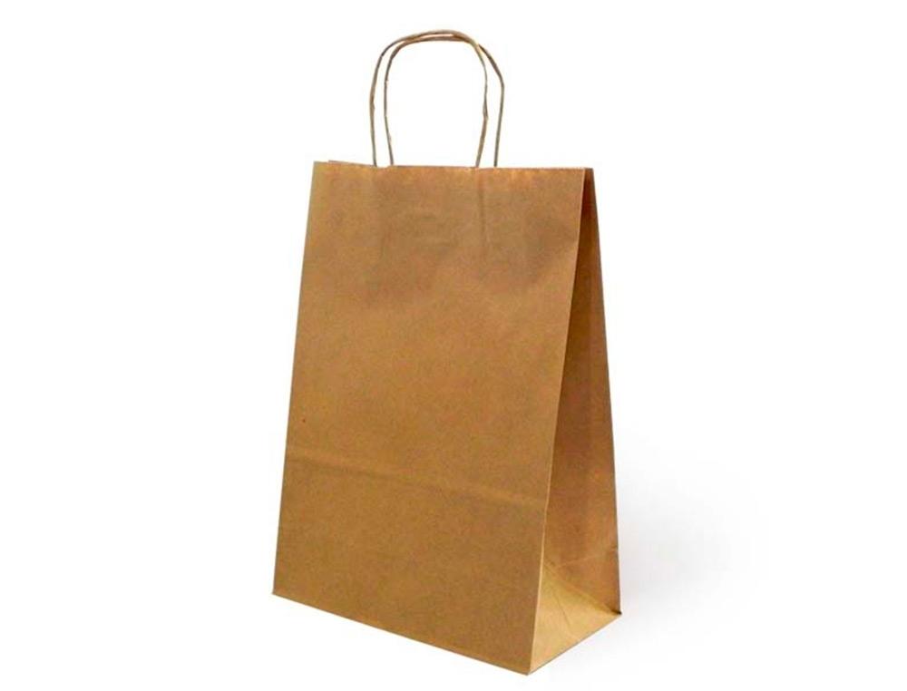 BOLSA DE PAPEL ASA RETORCIDA 125 GRS 31X11X42 COLOR KRAFT