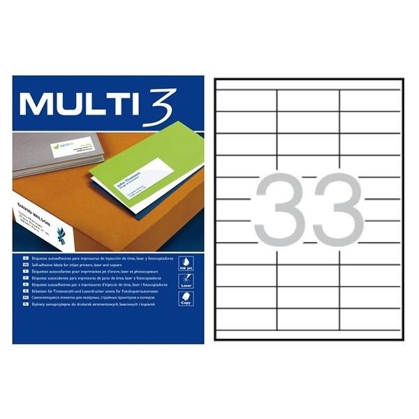 CAJA 100 HOJAS ETIQUETAS 70X25,4  MULTI 3 RF 04702