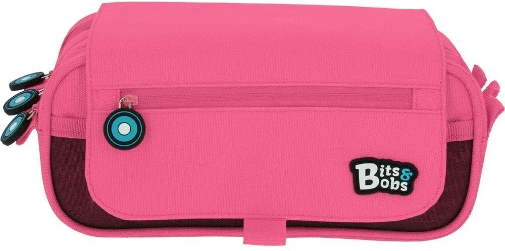PORTATODO TRIPLE CON SOLAPA BITS&BOBS ROSA 3 COMPARTIMENTOS GRAFOPLAS