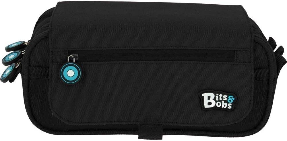 PORTATODO TRIPLE CON SOLAPA BITS&BOBS NEGRO 3 COMPARTIMENTOS GRAFOPLAS