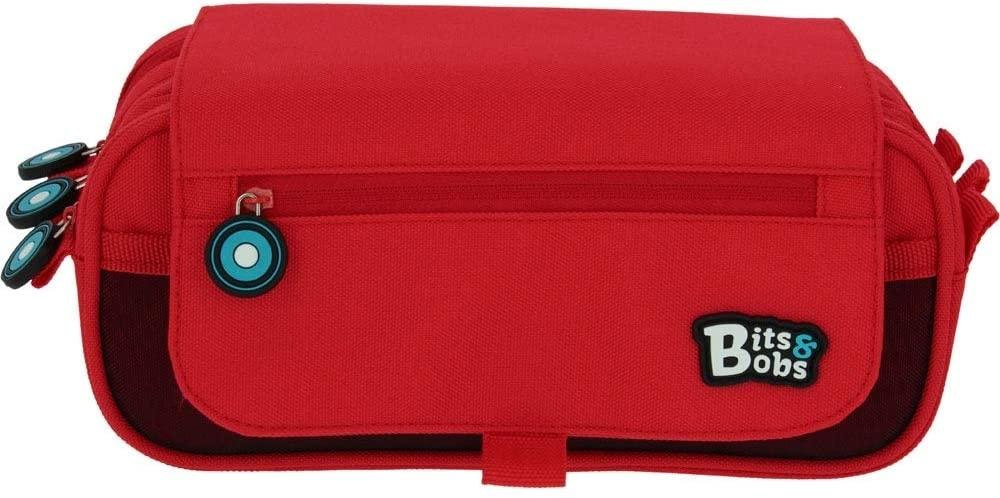 PORTATODO TRIPLE CON SOLAPA BITS&BOBS ROJO 3 COMPARTIMENTOS GRAFOPLAS