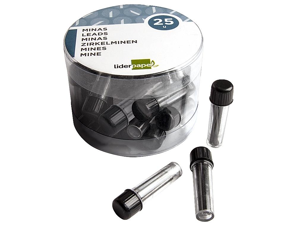 MINAS LIDERPAPEL GRAFITO PARA COMPAS 2 MM ESTUCHE DE 3 MINAS COD 57355