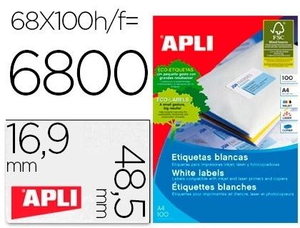 CAJA 100 H. ETIQUETAS BLANCAS ILC 48,5 X 16,9 APLI RF 1282