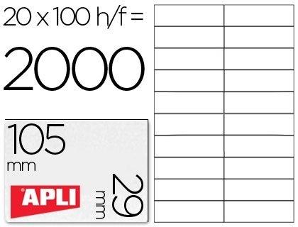 CAJA 100 H. ETIQUETAS BLANCAS ILC 105,0 X 29,0 APLI RF 1299